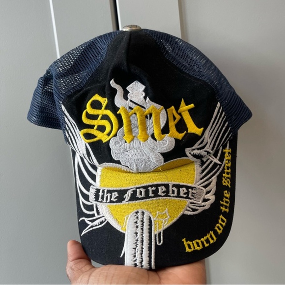 Vintage Smet Christian Audigier Black Embroidered Y2K Trucker Hat One Size Cap